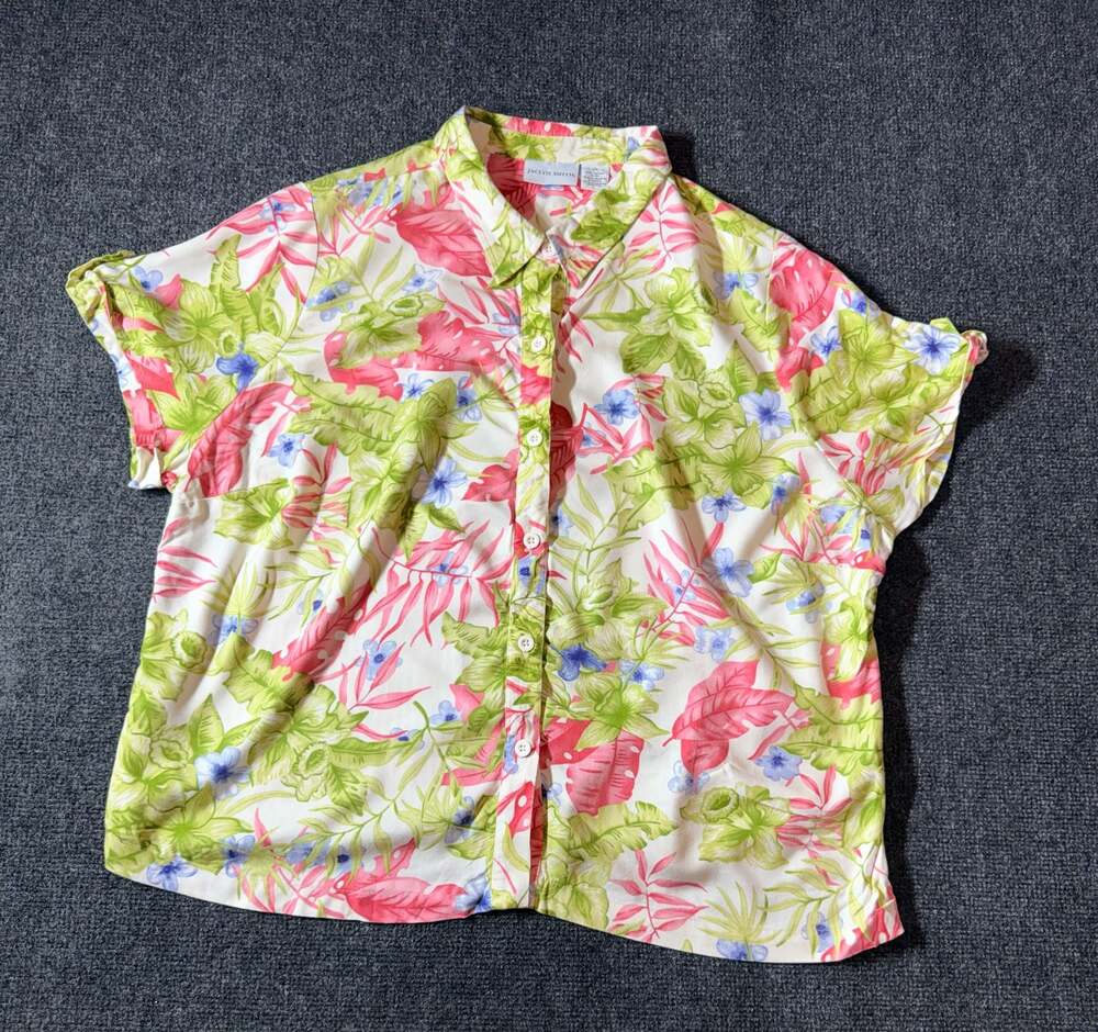Jaclyn Smith Vintage Tropical Floral Button Down Shirt Womens 2x